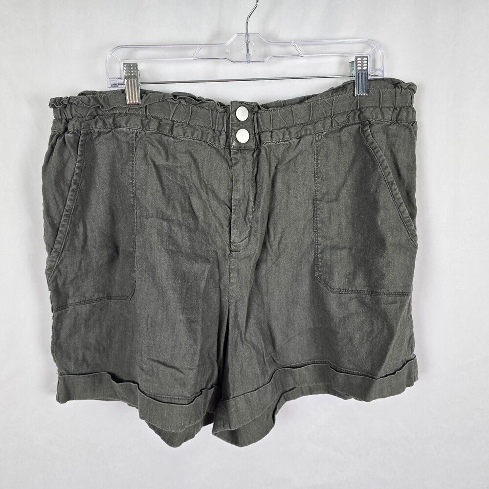 INC International Concepts Shorts Women's XXL Olive Green Casual Cargo Like Cuff